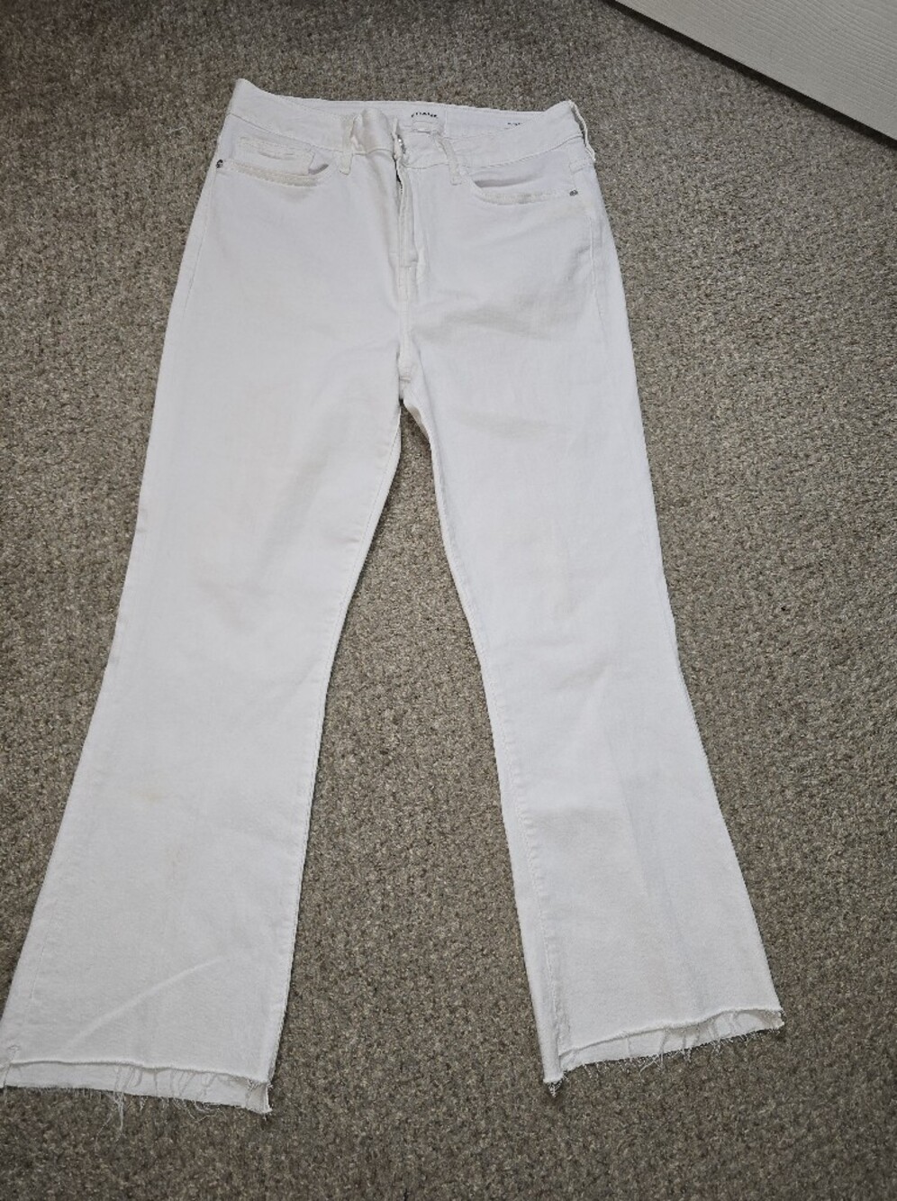 Frame Denim White Cropped Le Crop Mini Boot Jeans Size 30 - Picture 3 of 7